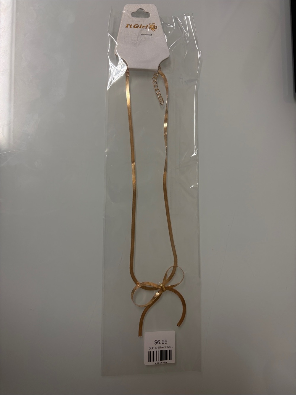 Delicate Gold Bow Necklace with Adjustable Chain